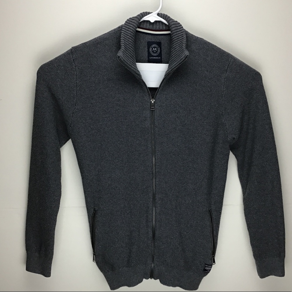 Lindbergh Blue mens full zip long sleeve sweater L